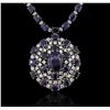 Image 1 : 14KT White Gold 196.43ctw Sapphire Necklace