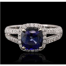 14KT White Gold 2.60ct Sapphire and Diamond Ring