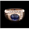 Image 1 : 14KT Rose Gold 4.33ct Sapphire and Diamond Ring