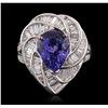 Image 1 : 18KT White Gold 5.36ct Tanzanite and Diamond Ring