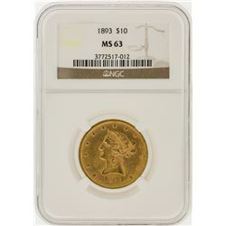 1893 NGC MS63 $10 Liberty Head Eagle Gold Coin