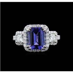 3.35ct Tanzanite and Diamond Ring - 18KT White Gold