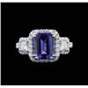 Image 1 : 3.35ct Tanzanite and Diamond Ring - 18KT White Gold