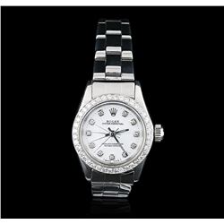Rolex Stainless Steel Diamond Oyster Perpetual Ladies Watch