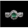 Image 1 : 14KT White Gold 0.82ct Emerald and Diamond Ring