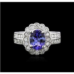 1.72ct Tanzanite and Diamond Ring - 14KT White Gold