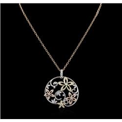 1.44ctw Diamond Pendant With Chain - 14KT White, Yellow and Rose Gold