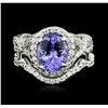 Image 1 : 14KT White Gold 2.37ct Tanzanite and Diamond Ring and Guard
