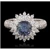 Image 1 : 14KT White Gold 1.67ct Tanzanite and Diamond Ring