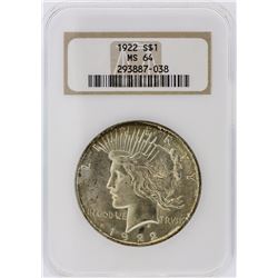 1922 NGC MS64 Peace Silver Dollar