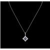 14KT White Gold 0.46ctw Sapphire and Diamond Pendant With Chain