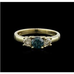 14KT Yellow Gold 0.96ctw Blue Diamond Ring