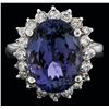 Image 1 : 14KT White Gold 8.44ct Tanzanite and Diamond Ring
