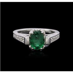 14KT White Gold 1.42ct Emerald and Diamond Ring