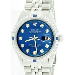 Rolex Stainless Steel Sapphire and Diamond DateJust Men's Watch