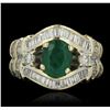 Image 1 : 14KT Yellow Gold 1.96ct Emerald and Diamond Ring