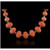 Image 1 : 14KT White Gold 75.33ctw Coral and Diamond Necklace