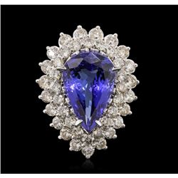 14KT White Gold GIA Certified 9.22ct Tanzanite and Diamond Ring