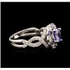 Image 3 : 14KT White Gold 1.85ctw Tanzanite and Diamond Ring
