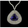 18KT White Gold 24.23ct Tanzanite and Diamond Necklace