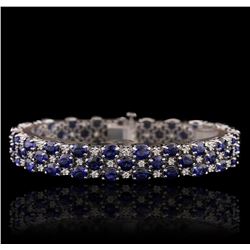 14KT White Gold 20.79ctw Sapphire and Diamond Bracelet