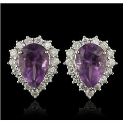 14KT White Gold 2.40ctw Amethyst and Diamond Earrings