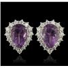 Image 1 : 14KT White Gold 2.40ctw Amethyst and Diamond Earrings