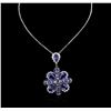 Image 1 : 14KT White Gold 18.01ctw Tanzanite and Diamond Pendant With Chain