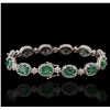 Image 2 : 14KT White Gold 10.60ctw Emerald and Diamond Bracelet