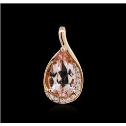 14KT Rose Gold 1.69ct Morganite and Diamond Pendant