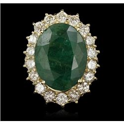 14KT Yellow Gold 10.80ct Emerald and Diamond Ring