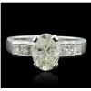Image 1 : Platinum 2.81ctw Oval Cut Diamond Ring