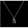 Image 2 : 14KT White Gold 31.80ct Topaz and Diamond Pendant With Chain