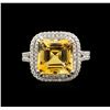Image 1 : 4.67ct Citrine and Diamond Ring - 14KT White Gold