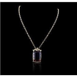 14KT Yellow Gold 73.39ct Ametrine & Diamond Pendant with Chain