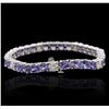 Image 2 : 14KT White Gold 14.28ctw Tanzanite and Diamond Bracelet