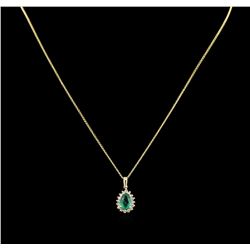 1.60ct Emerald and Diamond Pendant With Chain - 14KT Yellow Gold