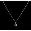Image 1 : 1.60ct Emerald and Diamond Pendant With Chain - 14KT Yellow Gold