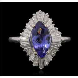 Platinum 1.86ct Tanzanite and Diamond Ring