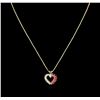 Image 1 : 0.45ctw Ruby and Diamond Heart Pendant With Chain - 14KT Yellow Gold