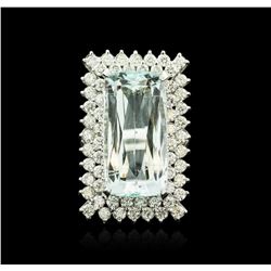 14KT White Gold 16.49ct Aquamarine and Diamond Ring