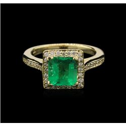 1.50ct Emerald and Diamond Ring - 14KT Yellow Gold