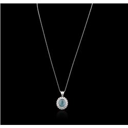 14KT White Gold 6.42ct Chrysocolla and Diamond Pendant With Chain