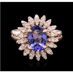 14KT Rose Gold 2.09ct Tanzanite and Diamond Ring