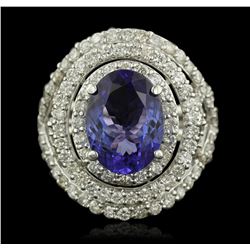 14KT White Gold 4.67ct Tanzanite and Diamond Ring