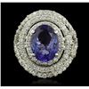 Image 1 : 14KT White Gold 4.67ct Tanzanite and Diamond Ring