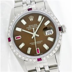 Rolex Stainless Diamond and Ruby DateJust Men's Watch