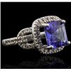 Image 2 : 14KT White Gold 3.91ct Tanzanite and Diamond Ring