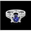 Image 1 : 18KT White Gold 1.55ct Sapphire and Diamond Ring