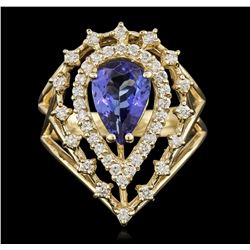 14KT Yellow Gold 1.69ctw Tanzanite and Diamond Ring